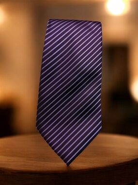 Sean John Purple Silk Striped Tie Handmade